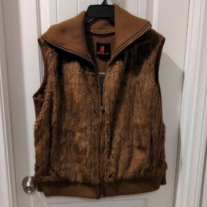 NWT Adrienne Landau Chocolate Faux Fur Sweater Vest